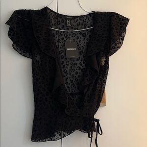 F21 Black Cheetah Top, never worn w tags